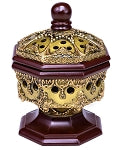 Bakhoor Resin Charcoal Incense Burner Luxurious Octagon Brown
