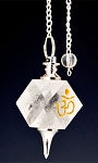 Crystal Quartz Om Symbol Pendulum