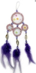Dream Catcher - Medium Pink / Clear Quartz with Purple Feathers