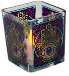 Handcrafted Glass Square Votive Candle Holder - Fatima Hand