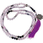 Mala Prayer Beads - Lotus Rose Quartz & Amethyst
