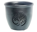 Metal Smudge Pot Tree of Life Bowl Incense Burner Black (Small)