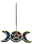 Pentagram & Crescent Moons Incense Burner