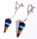 Seven Chakra Faceted Pendulum