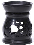 Stone Burner - Black Aroma Lamp - Sun, Moon, and Flower