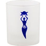 Votive Candle Holder - Etched Glass Moon Goddess