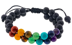Adjustable Chakra Bracelet w/ Double Row Lava Beads