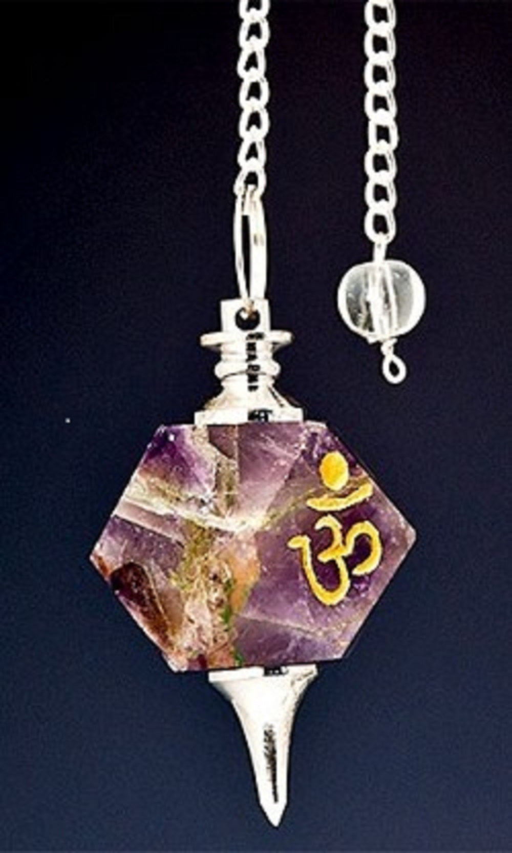 Amethyst Om Symbol Pendulum