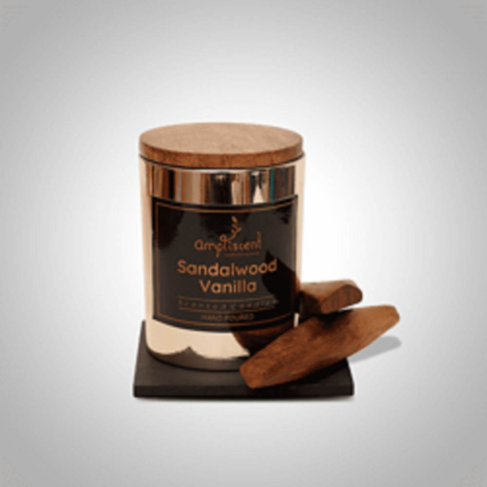 Ampliscent Glass Jar Candles - Exotic Collection - Sandalwood Vanilla