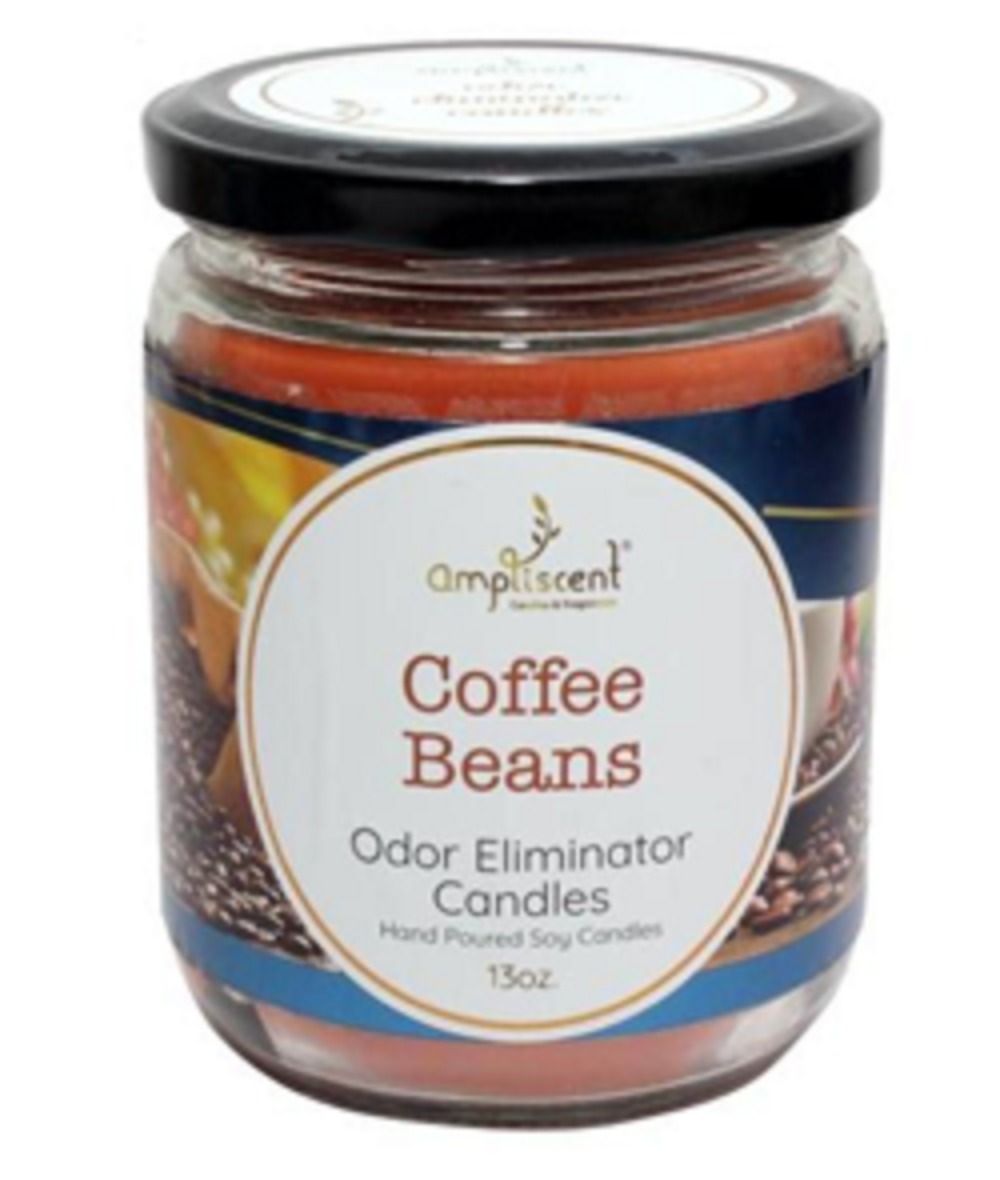 Ampliscent Glass Jar Candles - Odor Eliminator - Coffee Beans - 13oz