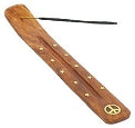 Wooden Ash Catcher - Brass Peace Boat Burner 10"