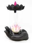 Backflow Cone Incense Burner - Glass Covered Ceramic Lotus