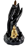 Backflow Cone Incense Burner - Kwan Yin Mudra 8"