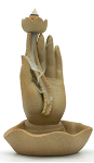 Backflow Cone Incense Burner - Tan Serenity Hand