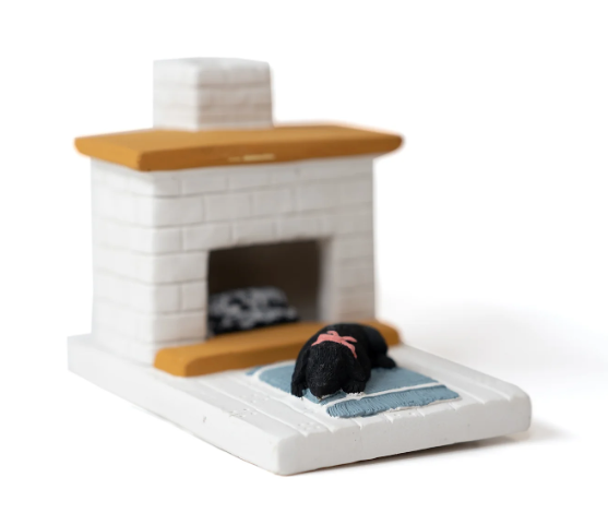 Incienso de Santa Fe - Country Hearth Incense Burner with Black Lab Puppy & Pinon Incense