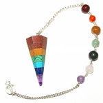 Seven Chakra Faceted Pendulum W/ Chakra Chain