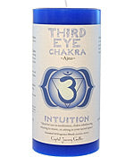 Crystal Journey Chakra Pillar Candle 3X6 - Third Eye Chakra