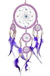Dream Catcher - Large Pink Beaded with Purple Feathers