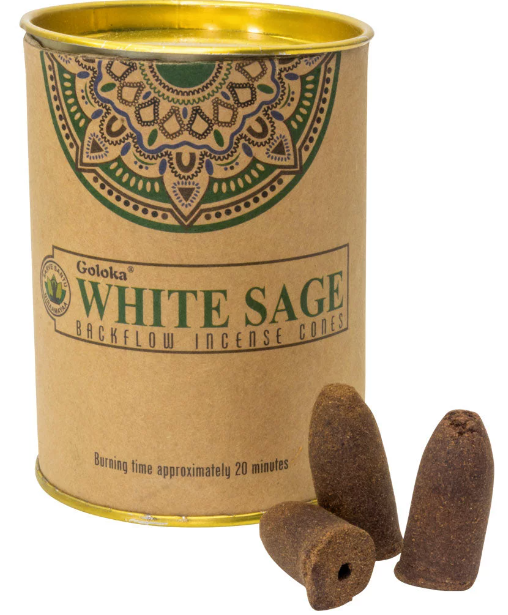 Goloka Backflow Cones White Sage (24 Piece)