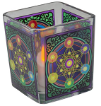 Handcrafted Glass Square Votive Candle Holder - Metatron Chakra