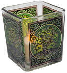 Handcrafted Glass Square Votive Candle Holder - Tree Of Life
