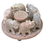 Lucky Elephants - Soapstone Incense Holder