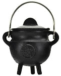 Metal Burner - Pentacle Cast Iron Cauldron w/lid 3"H 2.75"D