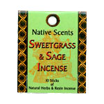 Native Scents Incense - Sweetgrass & Sage Incense