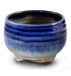 Shoyeido Ceramic Hand thrown Incense Bowl - Blue Rim