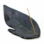 Shoyeido Ceramic Leaf-shaped Incense Burner - Obsidian