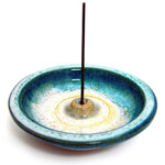 Shoyeido Ceramic 4.5" Round Incense Burner - Ocean Blue