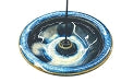 Shoyeido Ceramic 4.5" Round Incense Burner - Blue Brush [ Rim ]