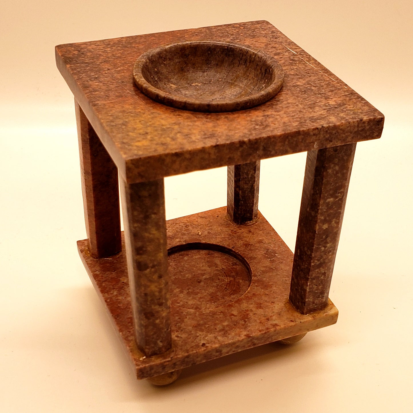 Soapstone Oil Burner - 4 Pillars (4"H 3.25W)