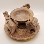 Soapstone Oil Burner - Elephant March (5"H x 7W)