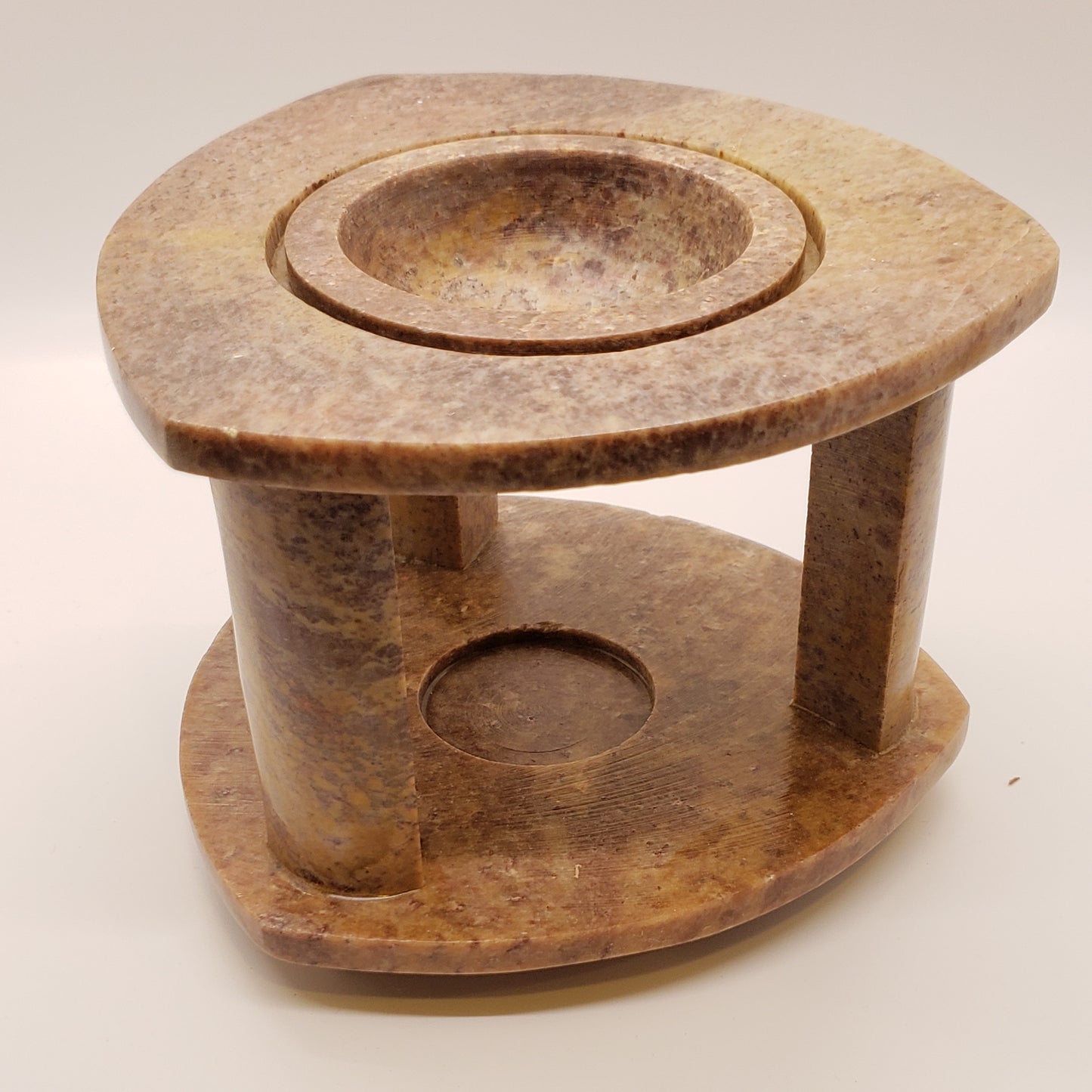Soapstone Oil Burner - Raised Reuleaux Triangle- (4"H x 5.5W)