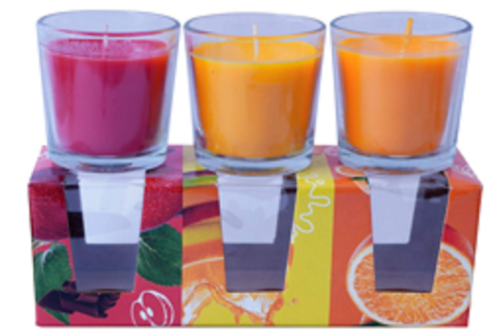 Ampliscent Votive Candle 3 Pack - [Citrus Orange, Fruit Splash, Chocolate & Red Apple ]